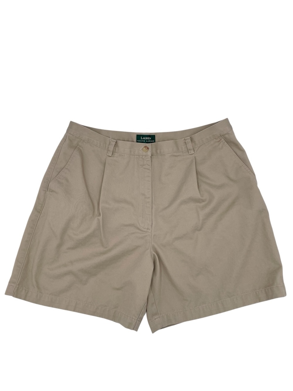 Vintage 90s Lauren Ralph Lauren Women High Waisted Pleated Shorts Size 16 Cotton